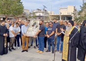 Λιτάνευση Ιεράς Εικόνoς Παναγίας Ξενιάς για την ανομβρία στον Αλμυρό
