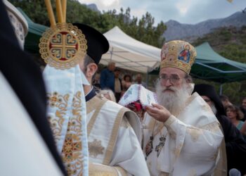 Εγκαινιάστηκε o πρώτος ναός του Αγίου Ευμενίου του Νέου στην Μονή Kουδουμά, στα Αστερούσια Όρη