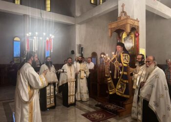 Πανηγυρικός Εσπερινός στην Ιερά Μονή Αγίου Νικοδήμου Αγιορειτου Πυργετού