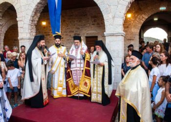 Ο Εσπερινός της Κοιμήσεως της Θεοτόκου στην Ιερά Μονή Βουλκάνου Μεσσηνίας