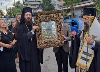 Υποδοχή Ιεράς Εικόνος Παναγίας “Χοζοβιωτίσσης” εξ Αμοργού στον Ι. Ναό Αγίου Παντελεήμονος Πεύκης