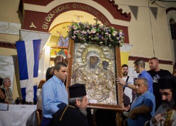 Μεθέορτος Εσπερινός και λιτάνευση Θαυματουργού Εικόνoς Παναγίας Βουρλιώτισσας στη Ν. Φιλαδέλφεια