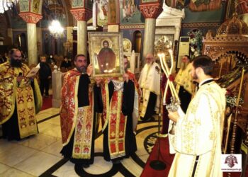 Εσπερινός Εισοδίων της Θεοτόκου και ενθρόνιση της ιερής εικόνας του Οσίου Νίκωνος στη Σπάρτη
