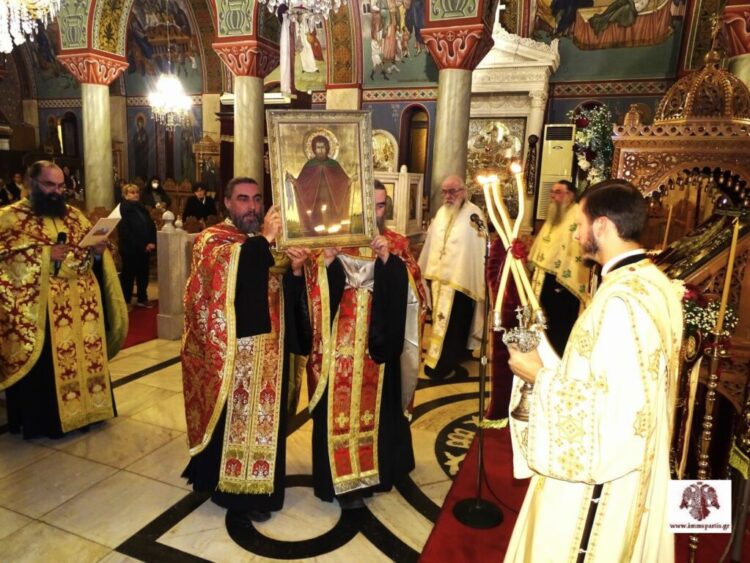 Εσπερινός Εισοδίων της Θεοτόκου και ενθρόνιση της ιερής εικόνας του Οσίου Νίκωνος στη Σπάρτη