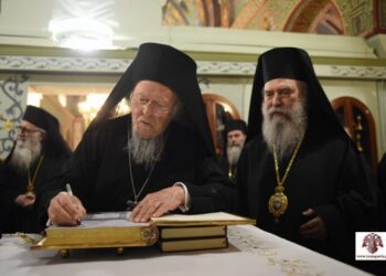 Πάνδημη η συμμετοχή κατά την υποδοχή στην Σπάρτη του Οικ Πατριάρχη