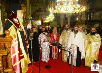 Χειροθεσία Πρωτοπρεσβύτερου κατά τον πανηγυρικό Εσπερινό στον Ι.Ν. Αγ. Νικολάου Σπάρτης