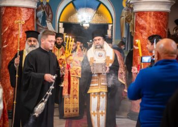 Υποδοχή τμήματος εκ της τιμ. Κάρας της Αγ. Βαρβάρας  από την πόλη των Τρικάλων στις Σέρρες