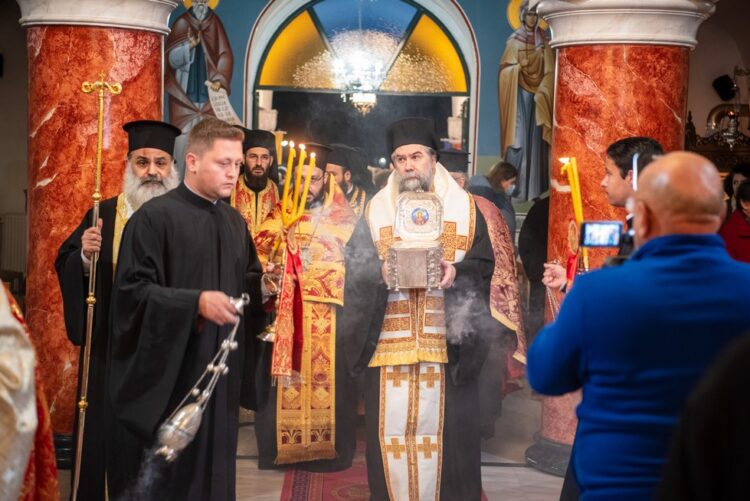 Υποδοχή τμήματος εκ της τιμ. Κάρας της Αγ. Βαρβάρας από την πόλη των Τρικάλων στις Σέρρες