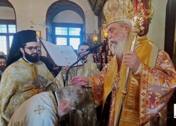 Χειροθεσία Πνευματικού κατά τον λαμπρό εορτασμό του Πολιούχου του Μυστρά Αγ. Σπυρίδωνος