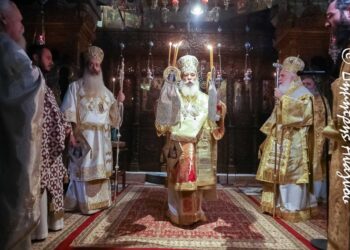 Λαμπρό Συλλείτουργο  στην Μονή Αγάθωνος επί τη μνήμη του Οσίου Βησσαρίωνος του Αγαθωνίτου. 