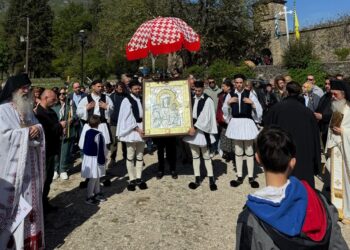 Ἡ λιτανεία τῆς Παναγίας στὴν Μονή Μολυβδοσκεπάστου