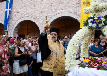 Ο Εσπερινός της Κοιμήσεως της Θεοτόκου στην Ιερά Μονή Βουλκάνου Μεσσηνίας