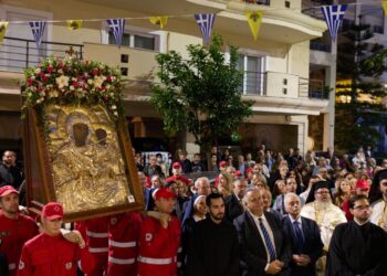 Μεθέορτος Εσπερινός και λιτάνευση Θαυματουργού Εικόνoς Παναγίας Βουρλιώτισσας στη Ν. Φιλαδέλφεια