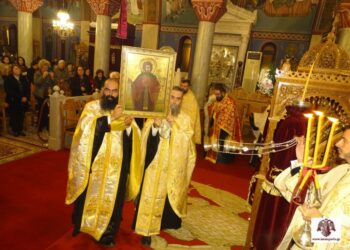 Εσπερινός Εισοδίων της Θεοτόκου και ενθρόνιση της ιερής εικόνας του Οσίου Νίκωνος στην Σπάρτη