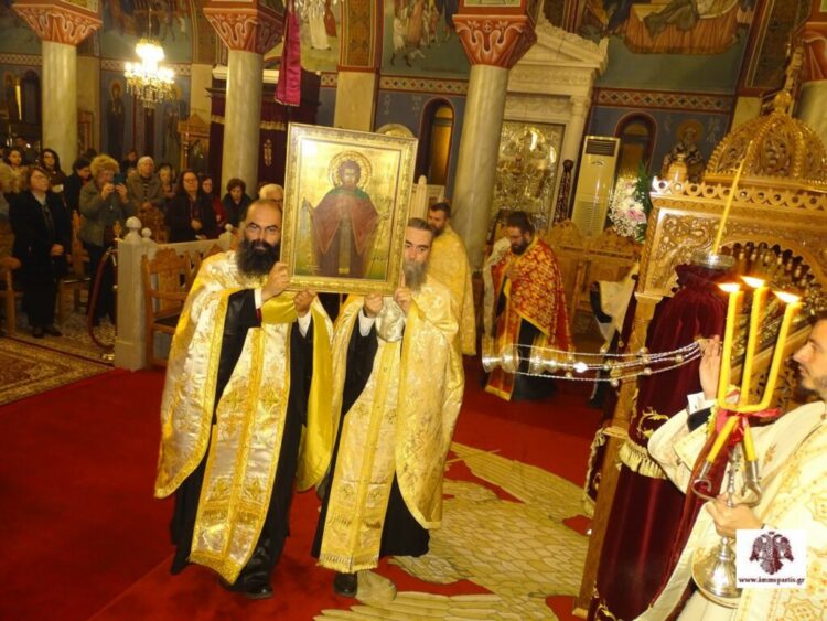 Εσπερινός Εισοδίων της Θεοτόκου και ενθρόνιση της ιερής εικόνας του Οσίου Νίκωνος στην Σπάρτη