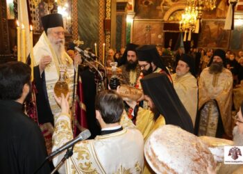 Ο πανηγυρικός Αρχιερατικός Εσπερινός στον Μητροπολιτικό Ναό Ευαγγελιστρίας Σπάρτης