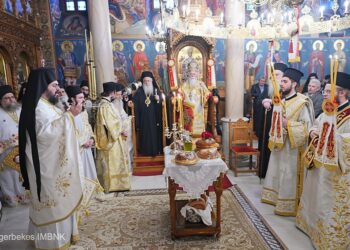 Τρισαρχιερατικός Πανηγυρικός Εσπερινός της Ζωοδόχου Πηγής στην Ι.  Μονή Παναγίας Δοβρά