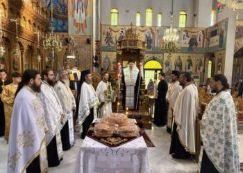 Ο πανηγυρικός Εσπερινός του πρώτου εορτασμού του Οσίου Διονυσίου της Κολιτσού στη Λάρισα