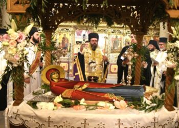 Ὁ Πανηγυρικός Ἑσπερινός, τά Ἐγκώμια καί ἡ Λιτανεία τῆς Κοιμήσεως τῆς Θεοτόκου στήν Κομοτηνή