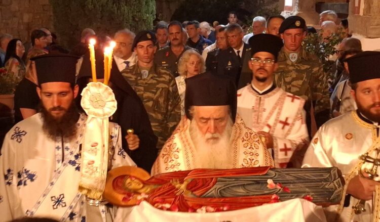 Λαμπρὸς ὁ ἑορτασμὸς τῆς Ἀποδόσεως τῆς Κοιμήσεως τῆς Θεοτόκου στὴν Ἱερὰ Μονὴ Μεγάλης Παναγίας Σάμου