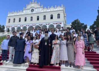 Στελέχη νεότητας Ιεράς Μητρόπολης Κίτρους στην Τήνο